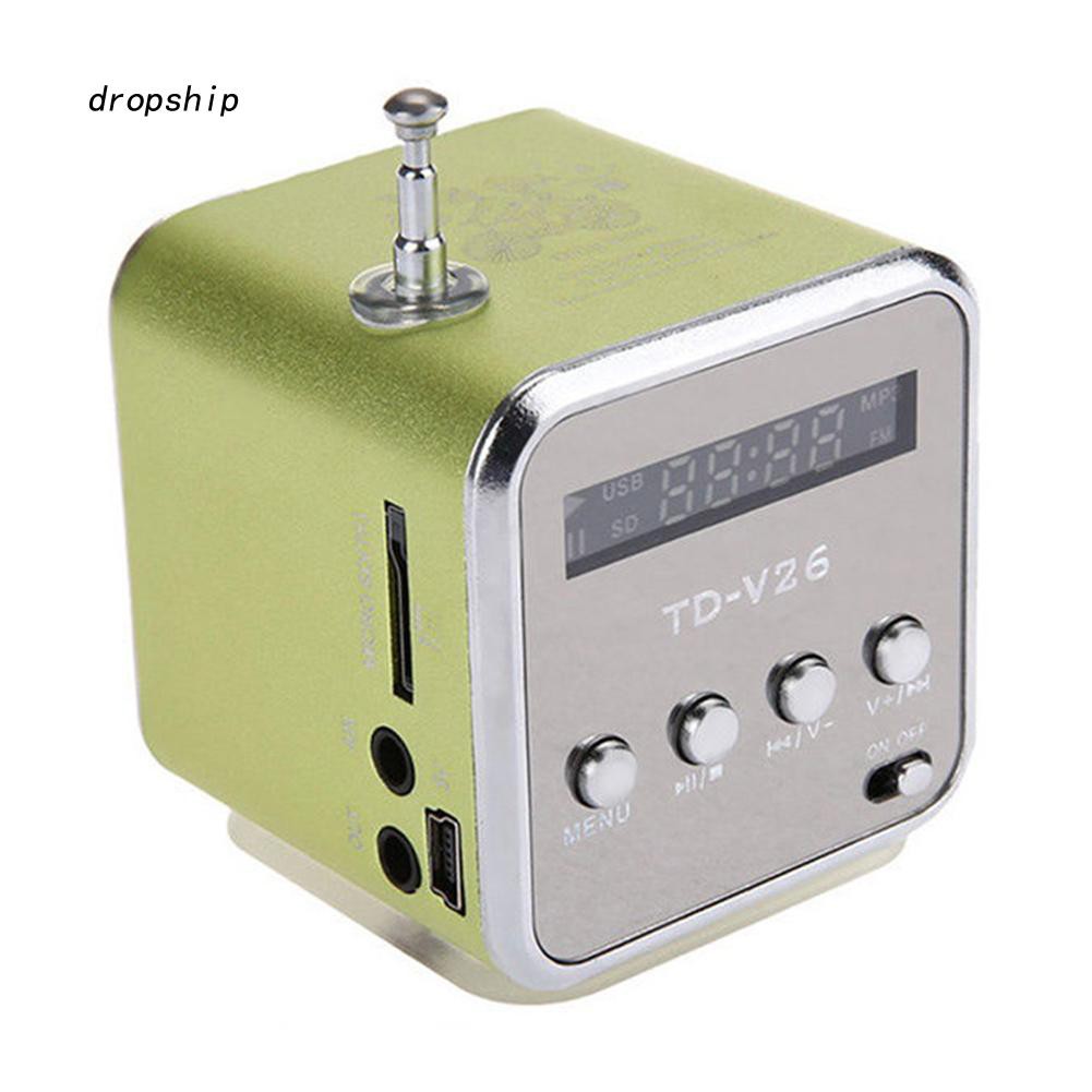 Loa phát nhạc mini td-v26 kiêm đài fm hỗ trợ thẻ nhớ micro sd/tf kèm phụ kiện