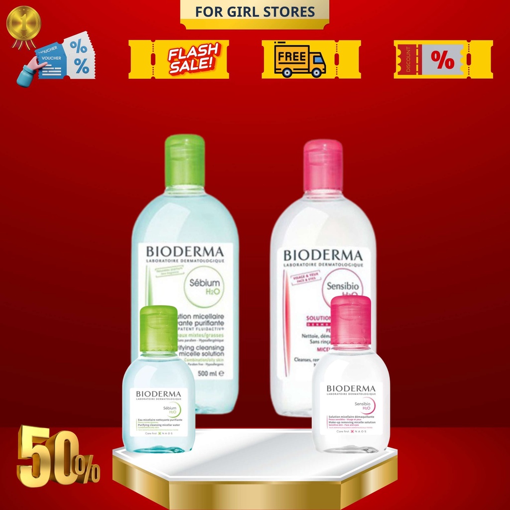 Nước Tẩy Trang Bioderma H2O 500ml Créaline Hồng, Sébium Xanh ✔T | BigBuy360 - bigbuy360.vn