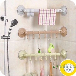 Móc treo đa năng thanh ngang, Thanh treo 6 móc đa năng hút chân không siêu chắc, siêu dính, chịu lực 3kg