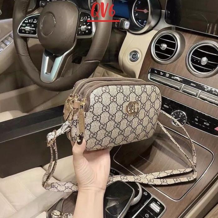 Túi xách nữ mini đựng điện thoại kiểu dáng hàn quốc, Túi ví đeo chéo thời trang ba ngăn tiện dụng - QV68 Shop