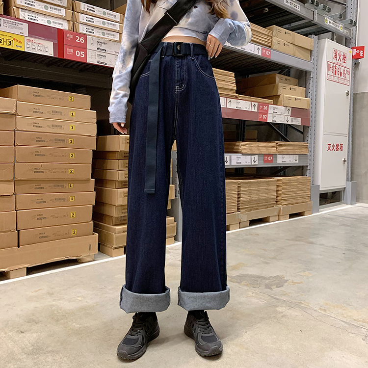 Quần Jeans Dài Ống Rộng Thời Trang Cho Nữ