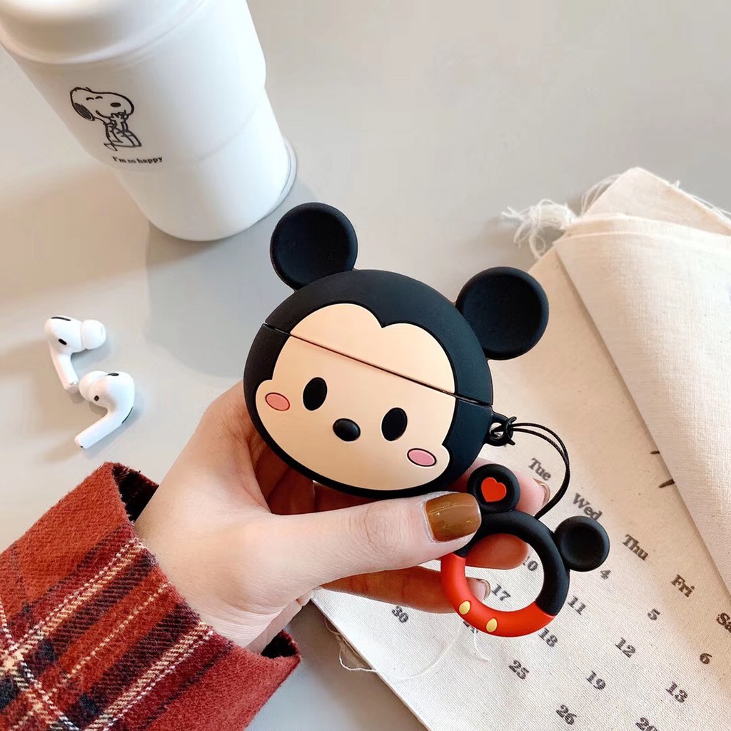 Cartoon Mickey Minnie Shape Casing AirPods Pro Case Cute AirPod 3 Soft Case With Same Ring Cover