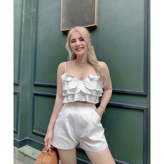 SET ÁO 2S TRẮNG  BÈO TẦNG + SHORT