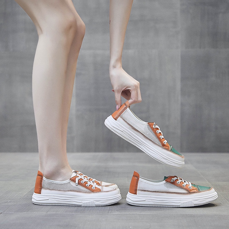 Giày IELGY lưới thoáng khí màu xanh lá/ màu cam phong cách Hàn Quốc thời trang cho nữ