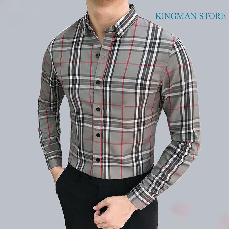 Áo Sơ Mi Dài Tay Kẻ Caro, Áo Sơ Mi Nam Công Sở Chất Vải Mềm Mại Thấm Hút Mồ Hôi - Kingman Store