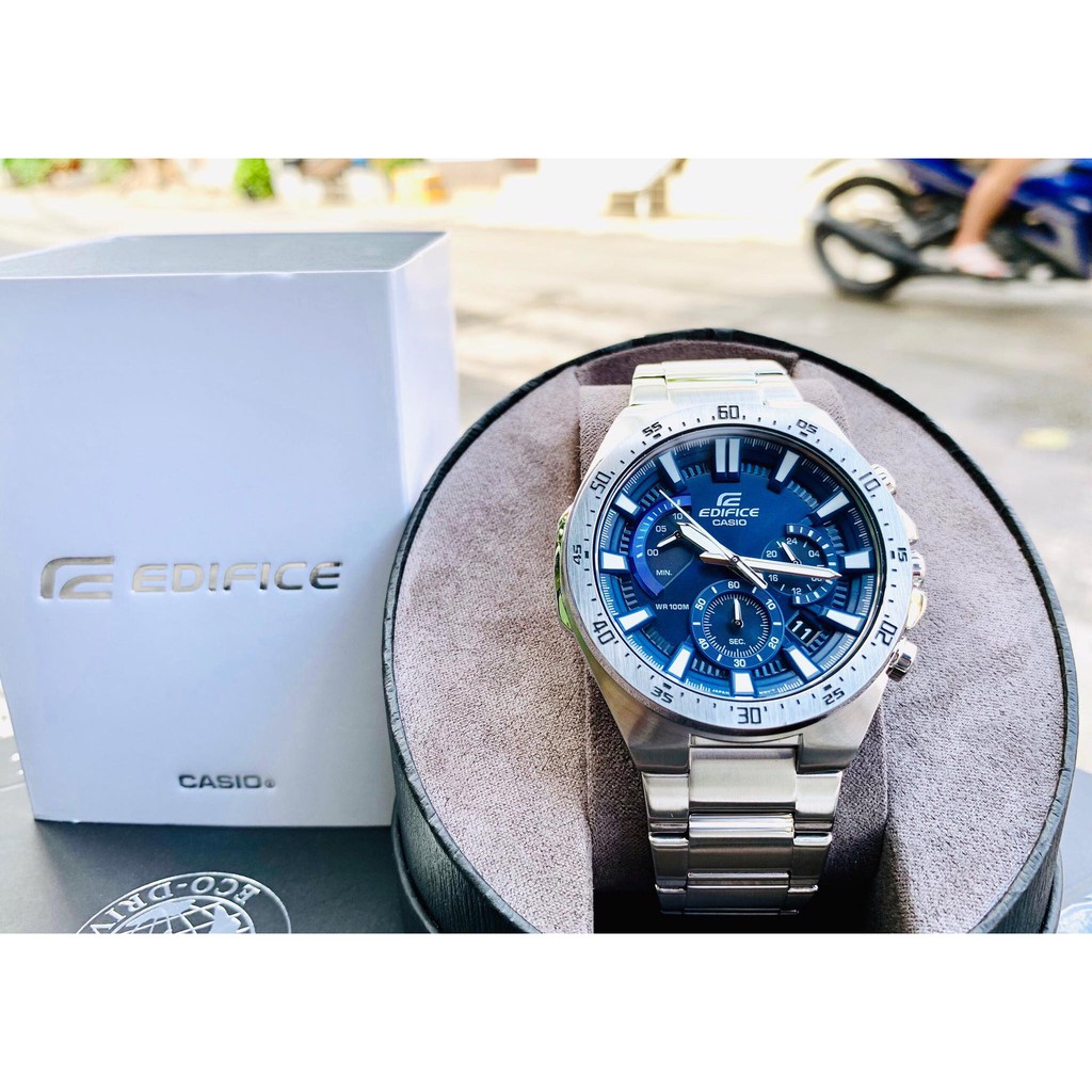 Đồng hồ nam casio edifice efr-563d-2av , dây thép , mặt xanh , size 45mm