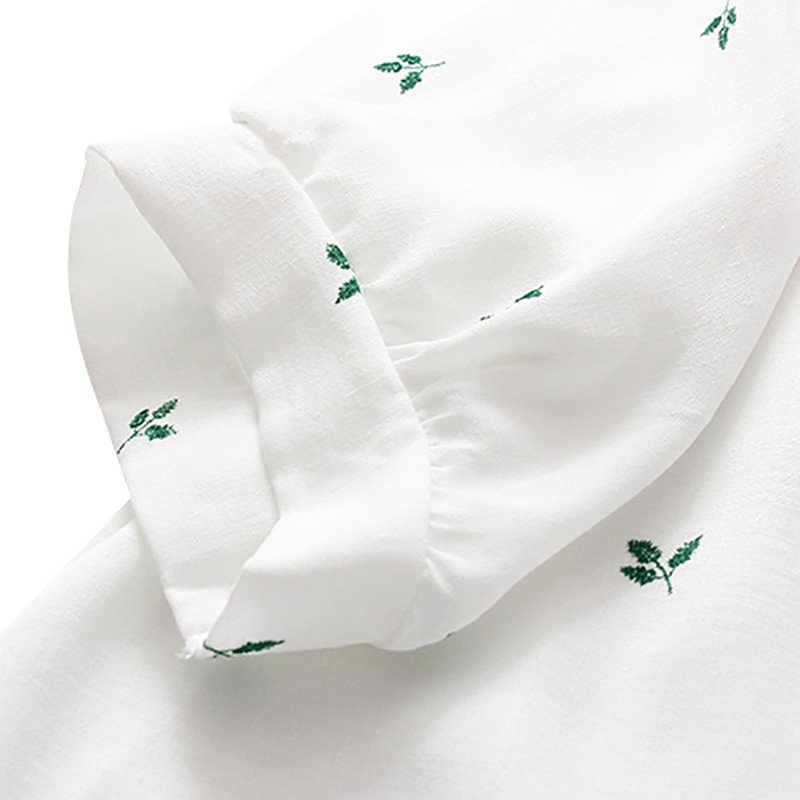 [Baywellfashion]Áo kiểu tay dài phối nút hoạ tiết thêu phong cách Vintage cho phái nữ | BigBuy360 - bigbuy360.vn