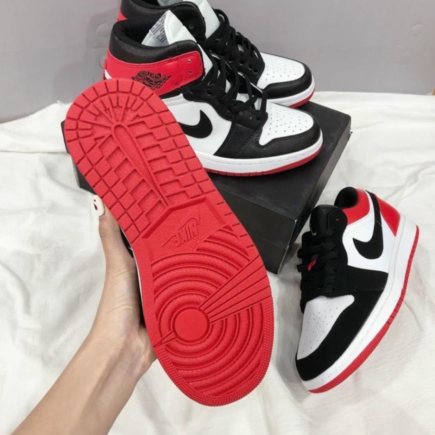 Giày thể thao air jordan 1 đỏ đen OG bred toe Cao Cổ, Thấp Cổ nam nữ - Hàng Chuẩn Full Box Bill