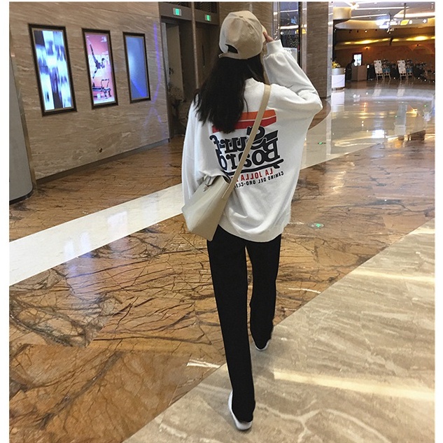 Áo Sweater Tay Dài Dáng Rộng Thời Trang Cho Nữ