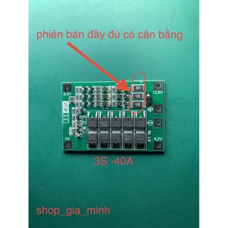 Mạch 3s-40a sạc cân bằng bảo vệ