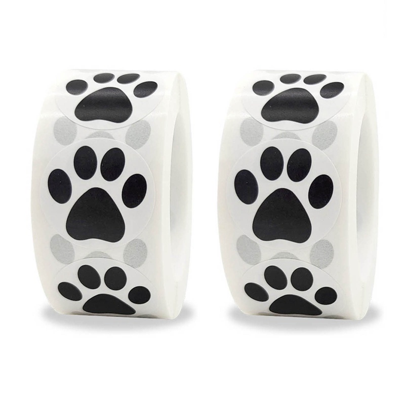 JS 2.5cm 500 black color paw print sticker dog cat bear paw label sticker laptop reward sticker student stationery teacher