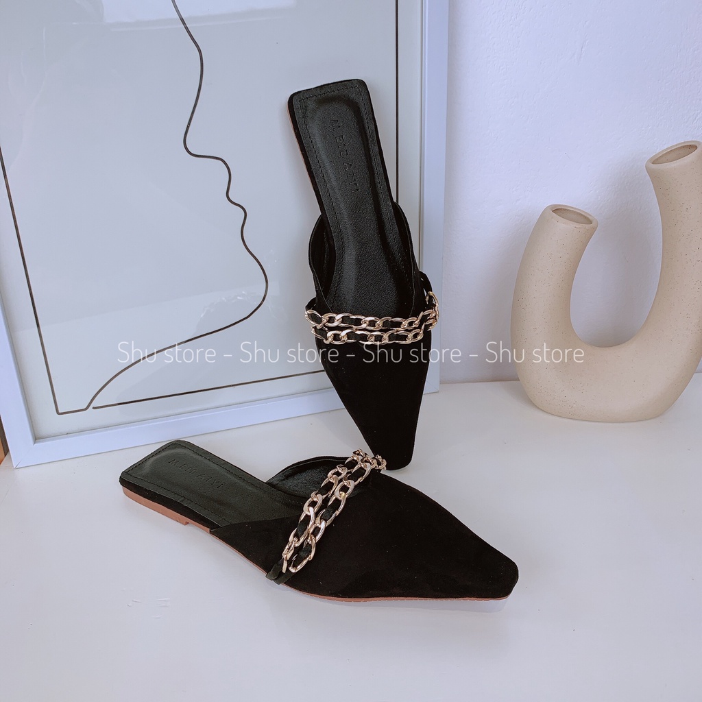 Dép sục mũi nhọn Shu store - Dép mũi nhọn quai xích đế bệt thời trang xinh xắn
