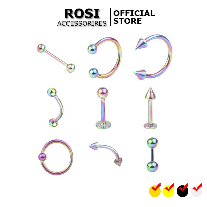 Set 9 Khuyên Nam Nữ Cho Tai, Môi, Mũi, Rốn (Giá cả bộ)