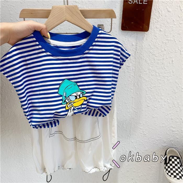 Áo Thun Cotton Mỏng Không Tay Họa Tiết Kẻ Sọc Phong Cách Nhật Bản Thời Trang Mùa Hè Hàng Mới Dành Cho Bé Trai 2022