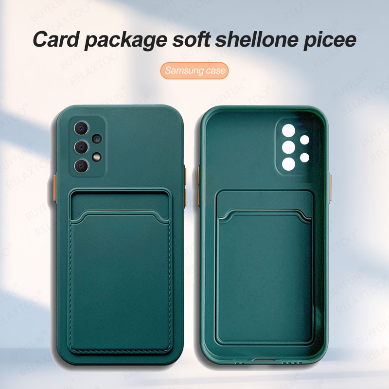 Cho Samsung Galaxy A13 A53 A23 A33 4G 5G Ốp Điện Thoại Silicon Mềm Chống Sốc Có Ngăn Đựng Thẻ Hình Vuông