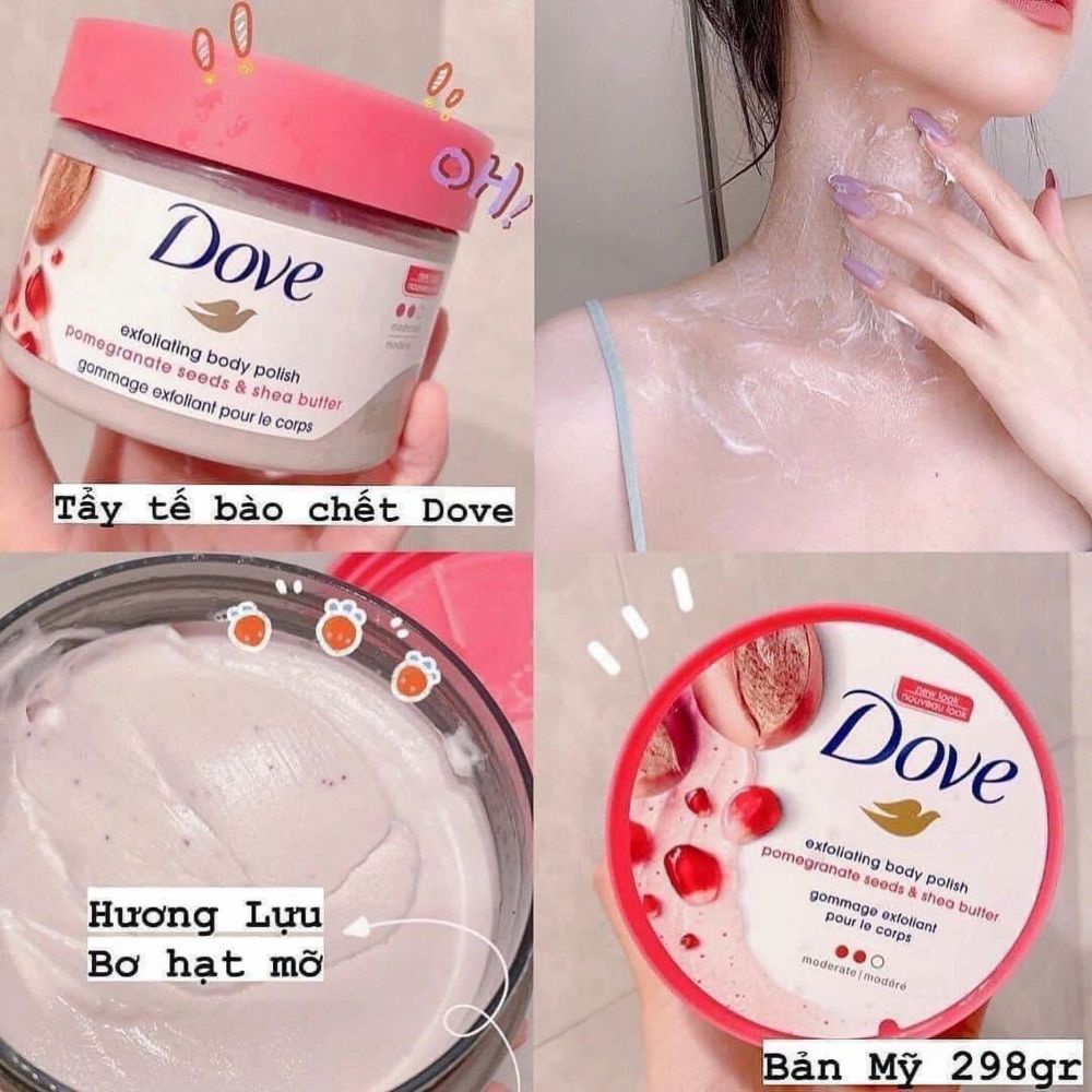 Tẩy da chết Dove Exfoliating Body Polish 225ml bản Đức, tẩy tế bào chết body