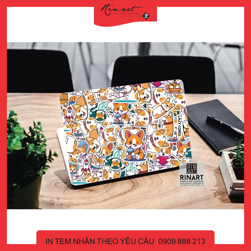 Bộ 100 sticker cún corgi cực kute dùng để trang trí điện thoại di động/ván trượt/vali không để lại dấu keo