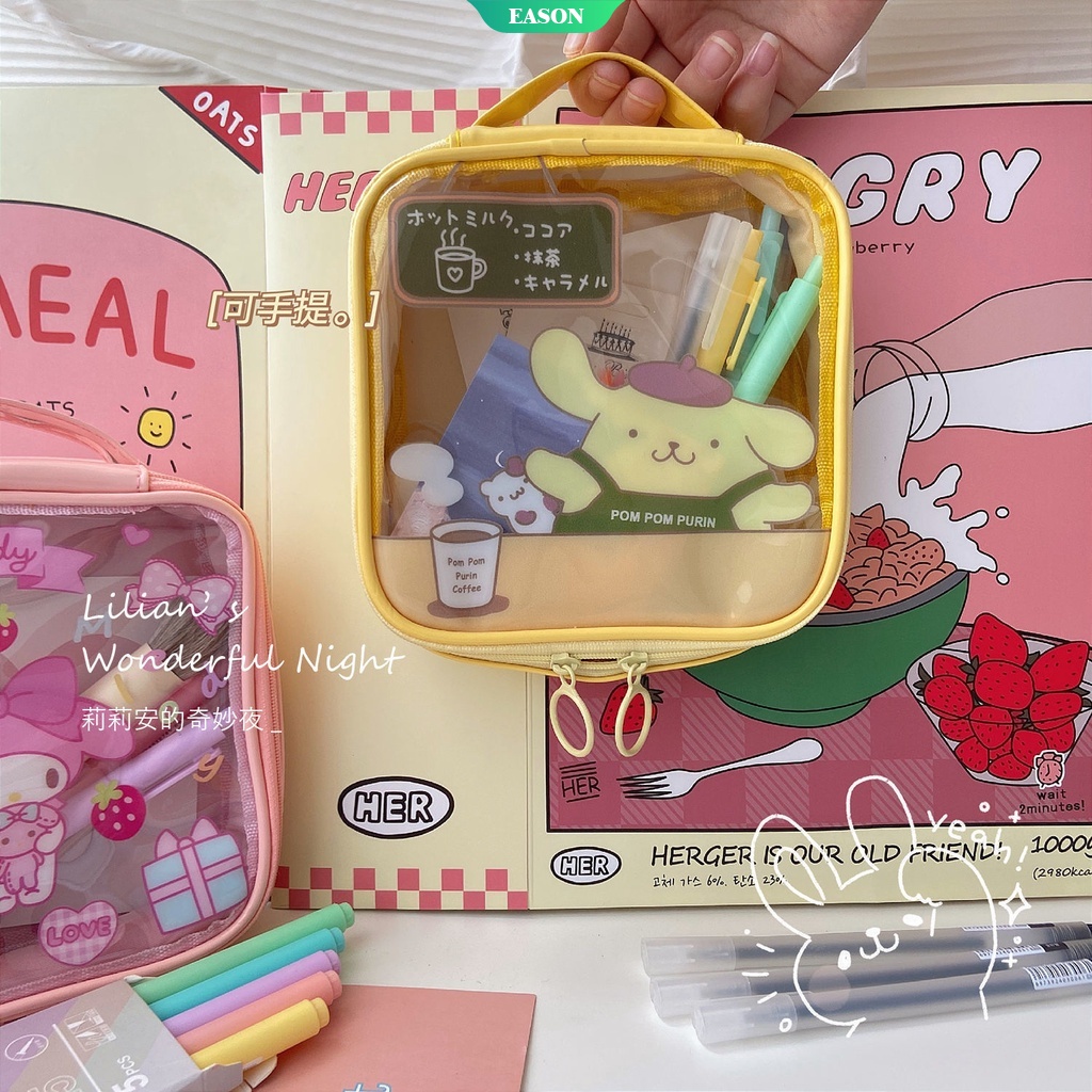 SANRIO Túi Đựng Mỹ Phẩm Nhiều Ngăn Chống Thấm Nước Họa Tiết Hoạt Hình Hello Kitty