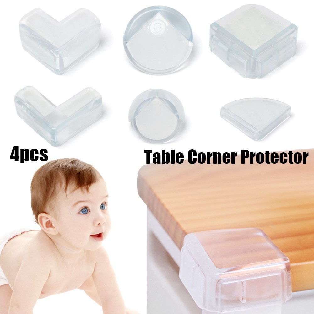 Set 4 Miếng Bịt Góc Bàn Bằng Silicon Cao Cấp Hình Tròn, Tặng Kèm Dính 3M, An Toàn Cho Trẻ Em Vui Chơi.