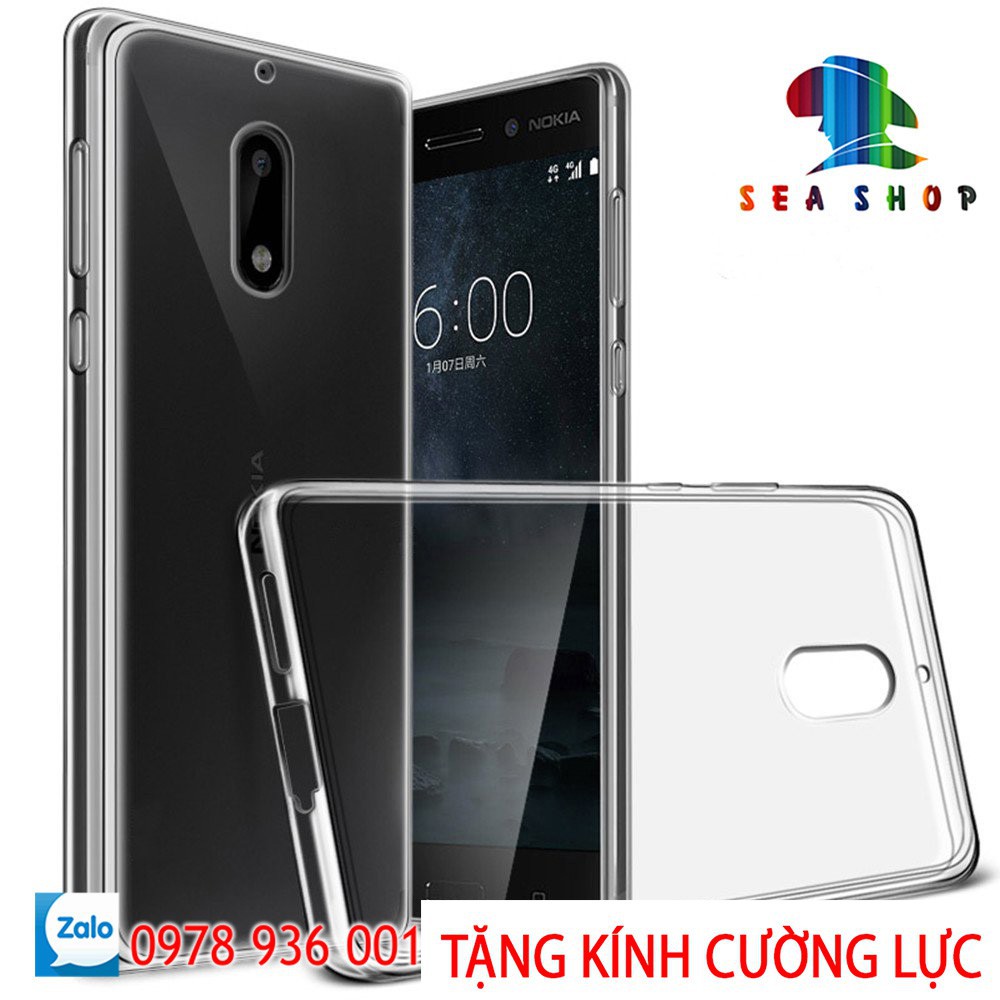 [TẶNG CƯỜNG LỰC]Ốp lưng Nokia 6 silicon trong suốt