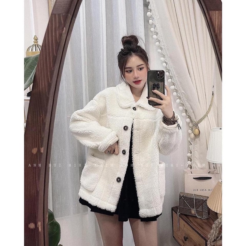 ÁO LÔNG CỪU CỔ BẺ