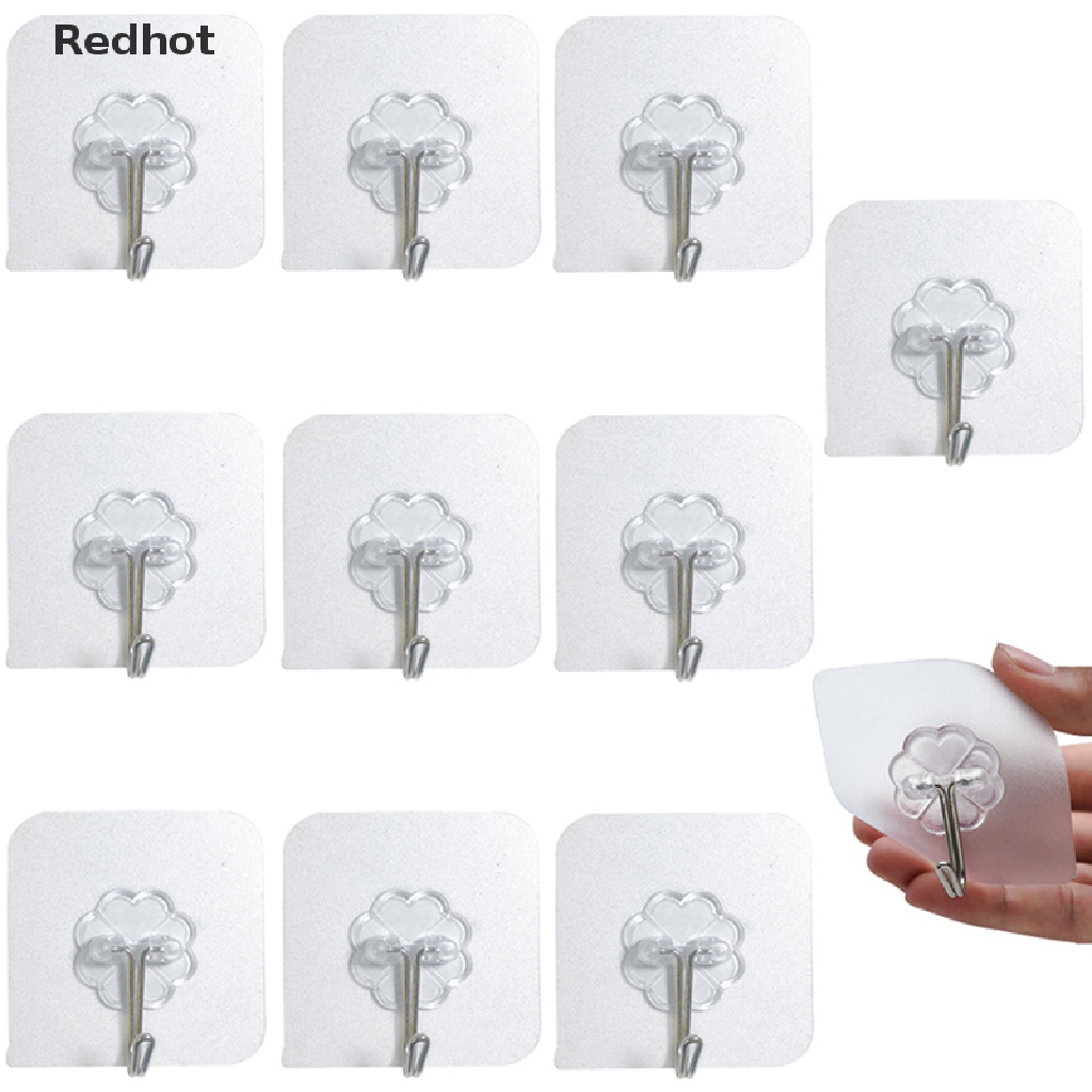 Bộ 10 Móc Treo Đồ Dán Tường Bằng Thép Không Gỉ Trong Suốt