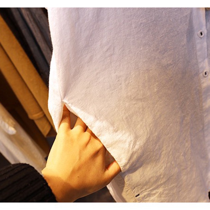 Đầm suông sơ mi dài tay Linen bột Premium form rộng trẻ trung