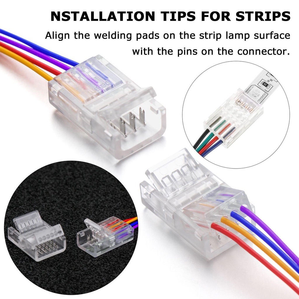 Bộ 10 Đầu Nối Trong Suốt Cho Dây Đèn LED RGB