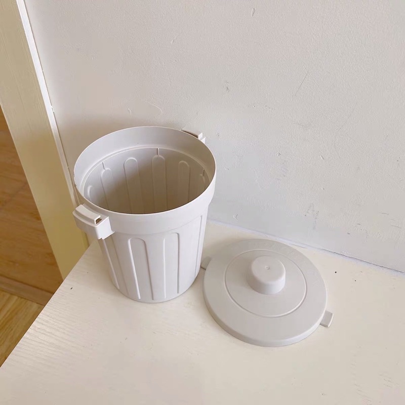 Thùng rác mini để bàn học bàn làm việc có nắp lật hình gấu mèo đáng yêu