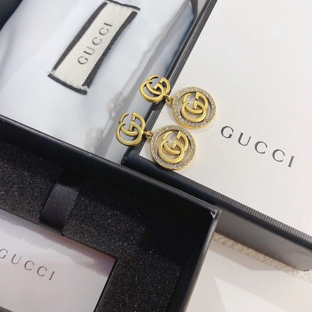 Bông Tai Gucci Bằng Thép Titan Hình Logo GG Đôi Thời Trang Cho Nữ