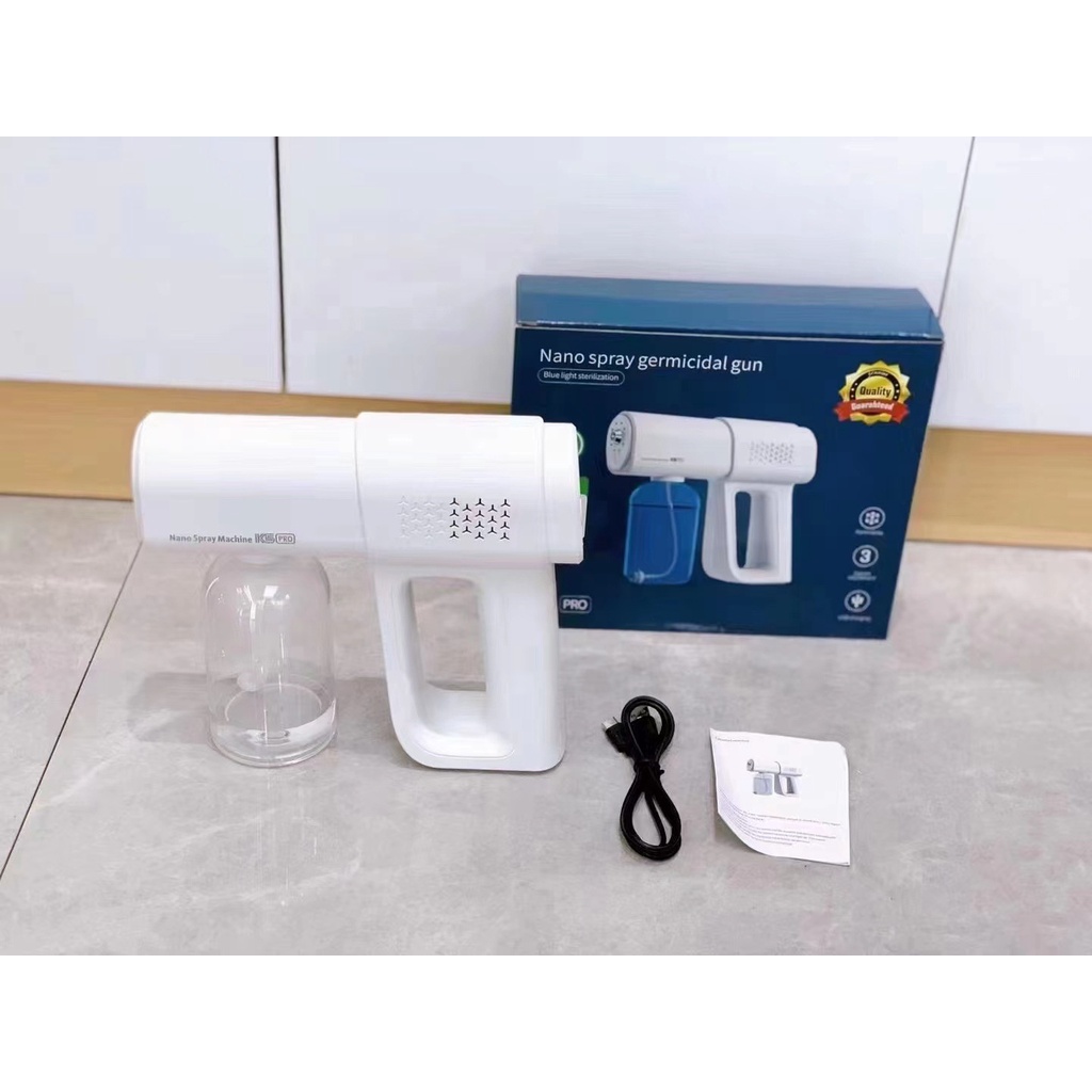 Máy Phun Khử Khuẩn Nano Spray Gun K5 Pro Khử Trùng Công Nghệ Nano 8 Đèn Blue Light