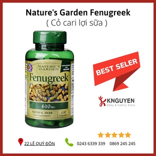 CỎ CÀ RI LỢI SỮA FENUGREEK 610MG NATURES GARDEN UK- Date mới [KNguyen]