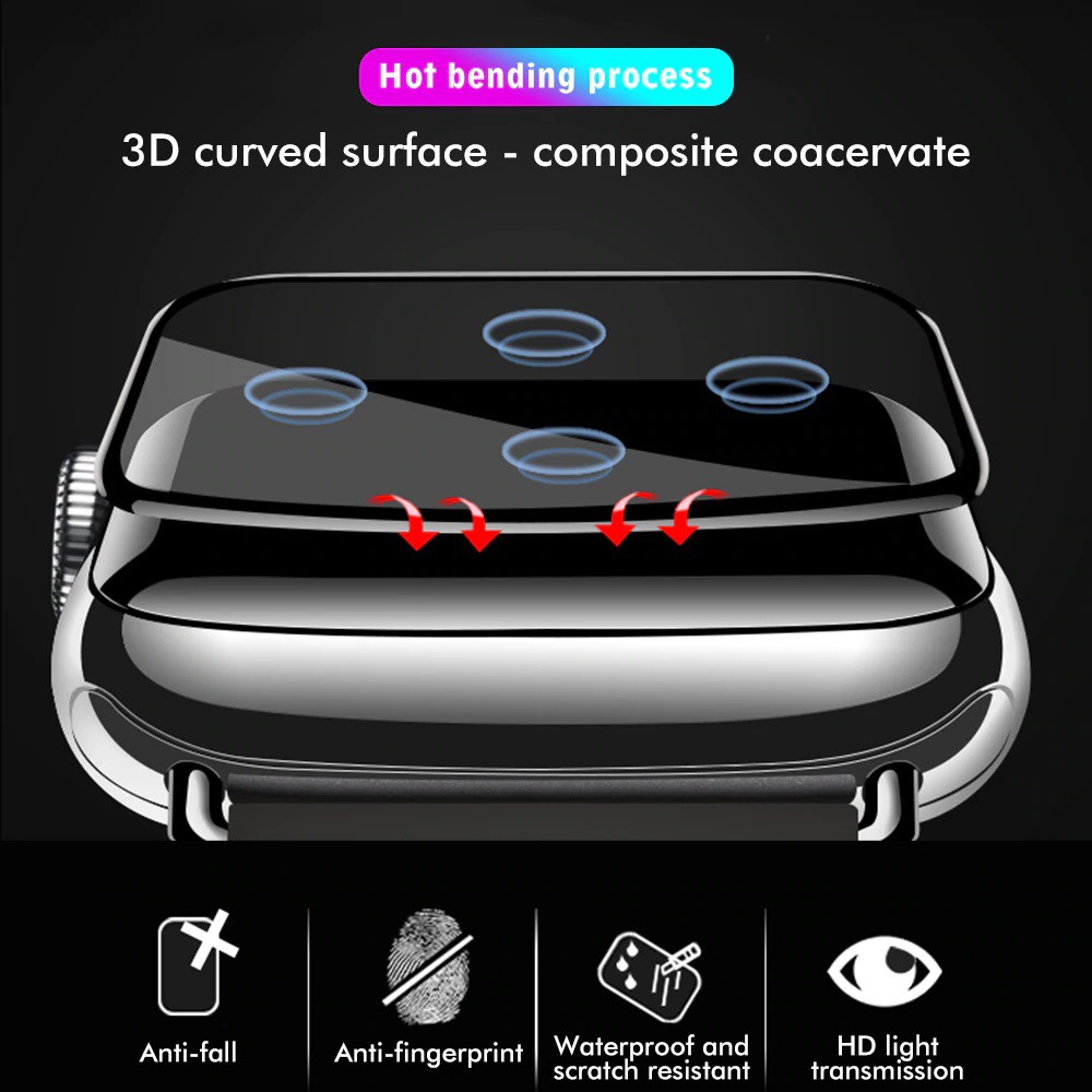 Cường Lực Apple Watch 3D Full Màn Viền Cong- Dán Màn Apple Watch Bảo Vệ AW