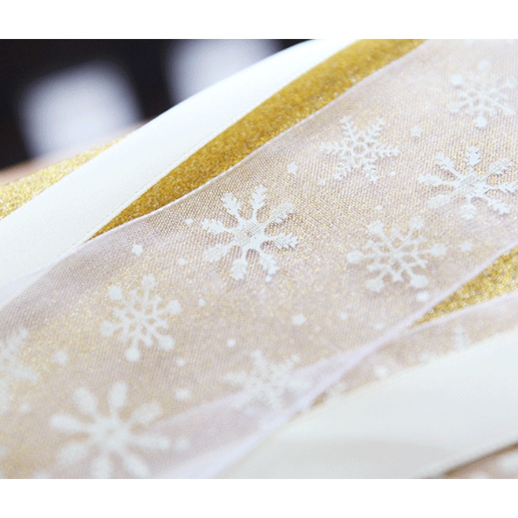 Ruy Băng Voan Bông Hoa Tuyết RB58 Trang Trí Noel Giáng Sinh