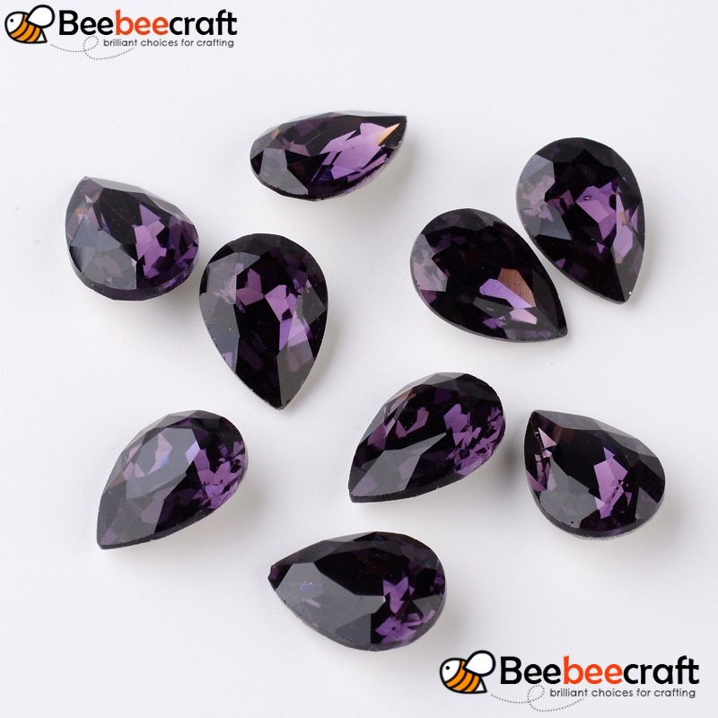 Set 5-10 Viên Đá Thủy Tinh K9 Màu Tím Kích Thước 10x7x4mm