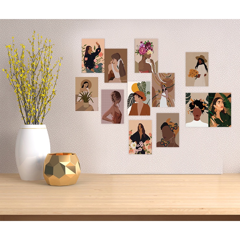 Decal dán tường - decal trang trí cô gái 10x15cm - combo 12 ảnh - chống nước,không ẩm mốc