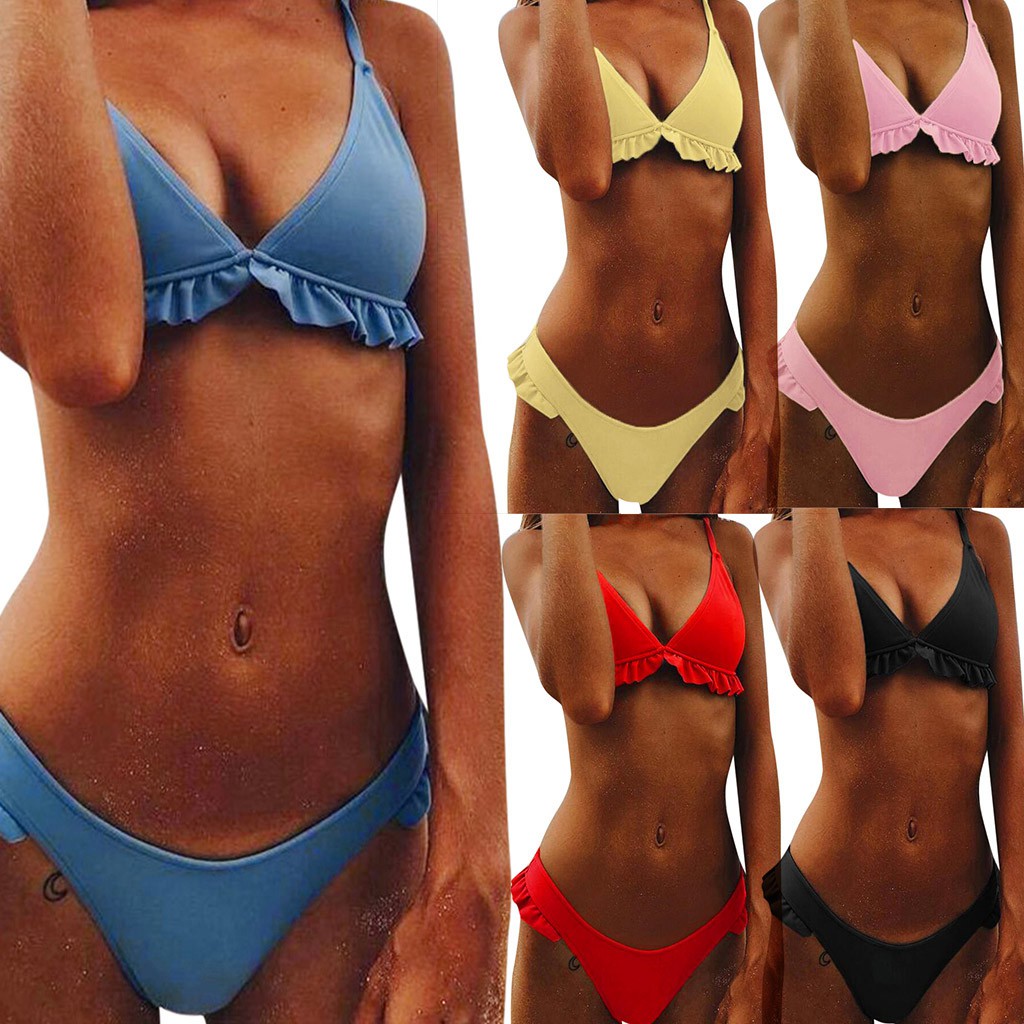 Bikini Phối Bèo Thiết Kế Nâng Ngực Cho Nữ