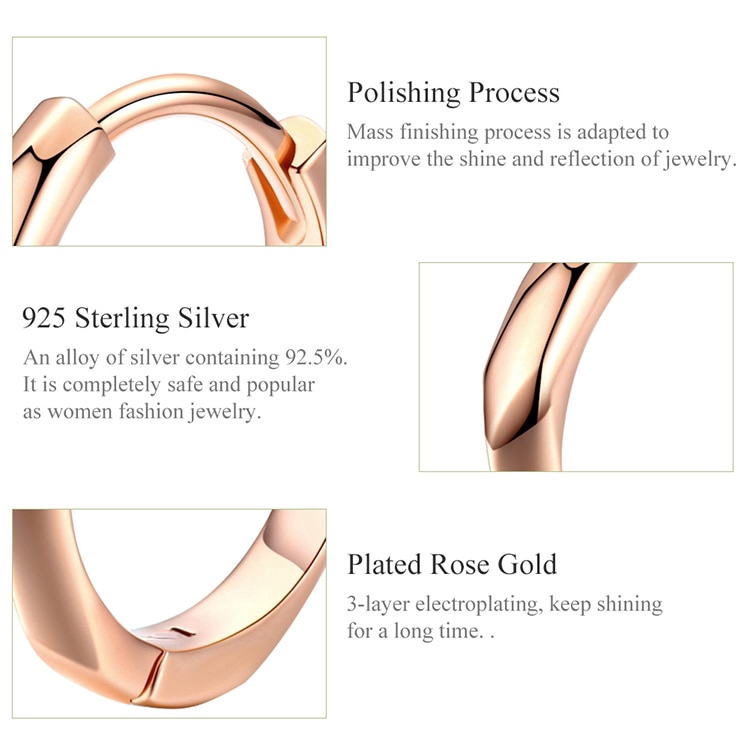 Khuyên tai Bamoer bạc 925 màu vàng hình tròn nhỏ thời trang tinh tế sang trọng cho nữ