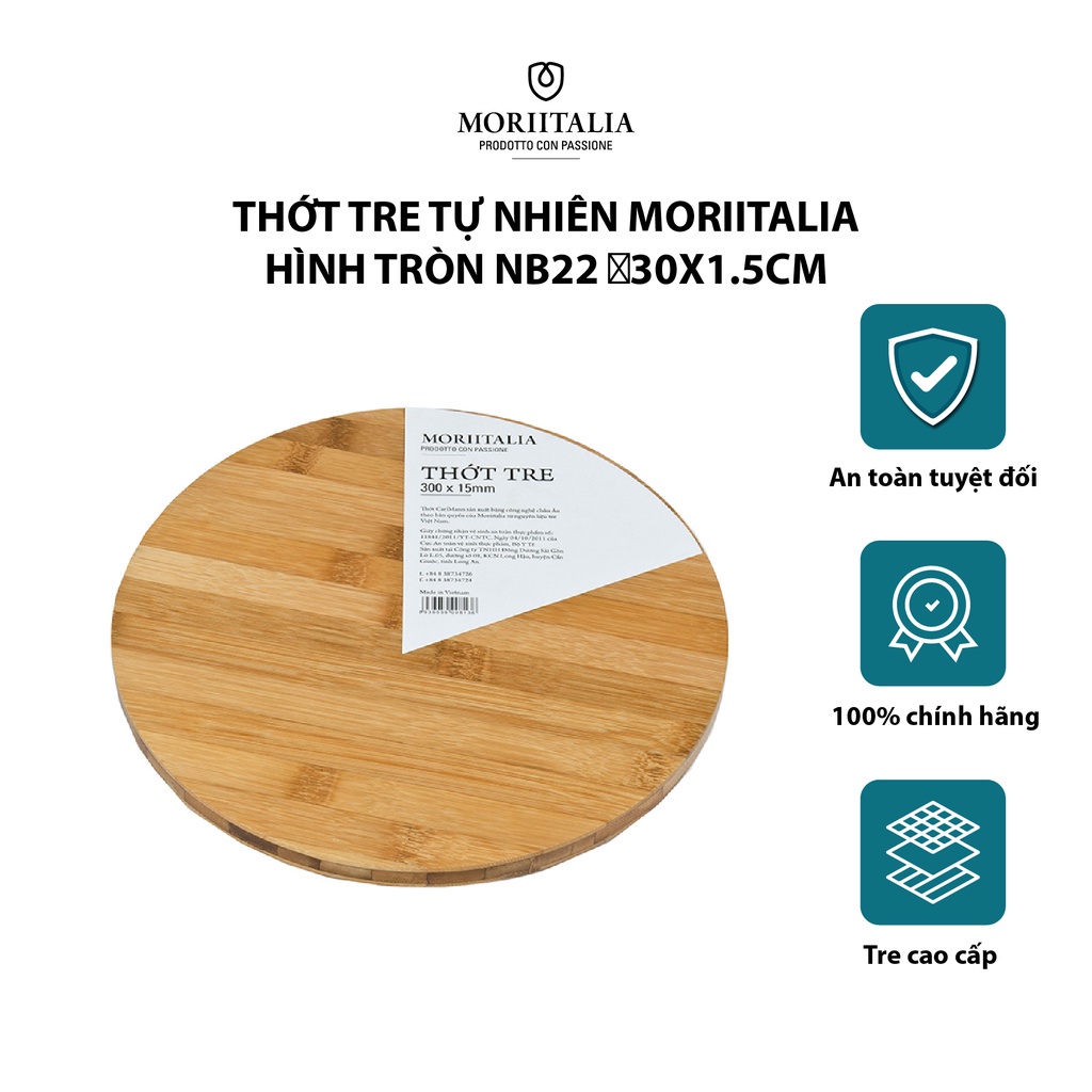 Thớt tre Moriitalia hình tròn đa dụng an toàn cho sức khoẻ THOT00008136