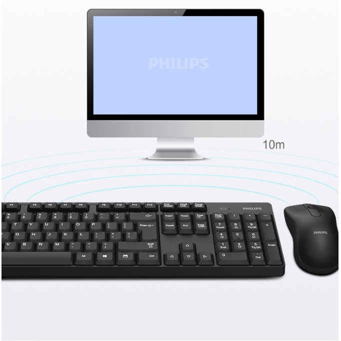 BÀN PHÍM VÀ CHUỘT KHÔNG DÂY TẤT CẢ TRONG MỘT PHILIPS SPT6501 (Đen)- Hàng Nhập Khẩu Chính Hãng
