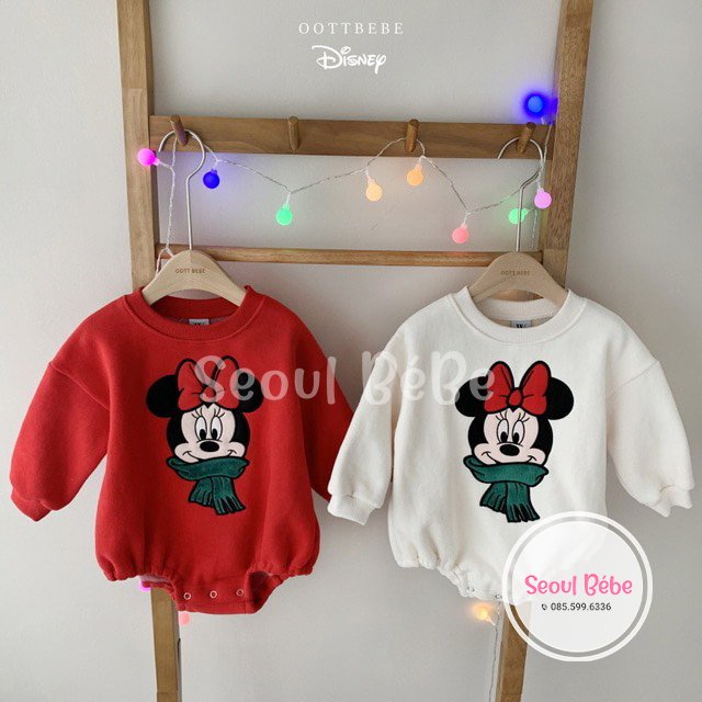 Bộ suit Mickey Minnie hoạ tiết Noel hãng Oottbebe made in Korea