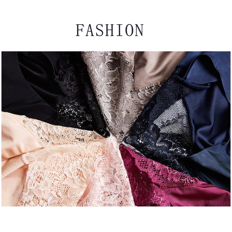 Quần lót lụa phối ren cỡ lớn M-3XL kiểu dáng quyến rũ