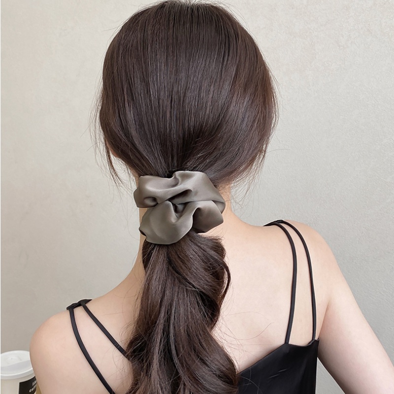 Dây Cột Tóc Vải Satin Màu Cà Phê Thời Trang Hàn Quốc Xinh Xắn Cho Nữ