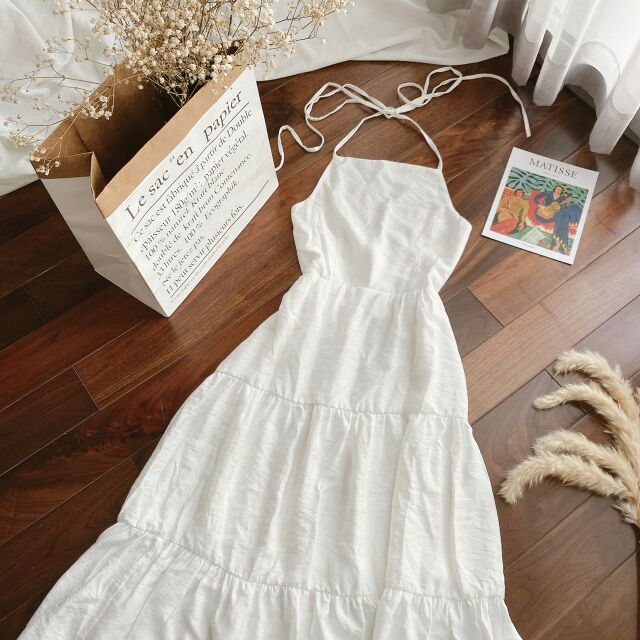 Đầm maxi cổ yếm tầng | BigBuy360 - bigbuy360.vn