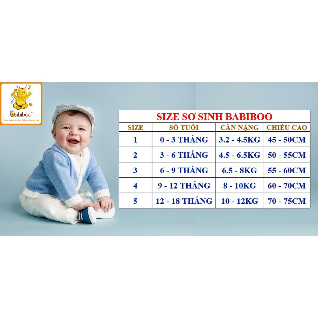 Combo 5 quần ngắn sơ sinh Babiboo vải 100%cotton đủ màu xinh xắn