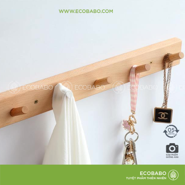 Móc treo quần áo gỗ gắn tường / Thanh treo đồ đa năng F12