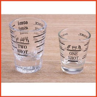 Ly thủy tinh đong định lượng Espresso 30ml, 60ml vạch chia màu đen (Espresso Glass)