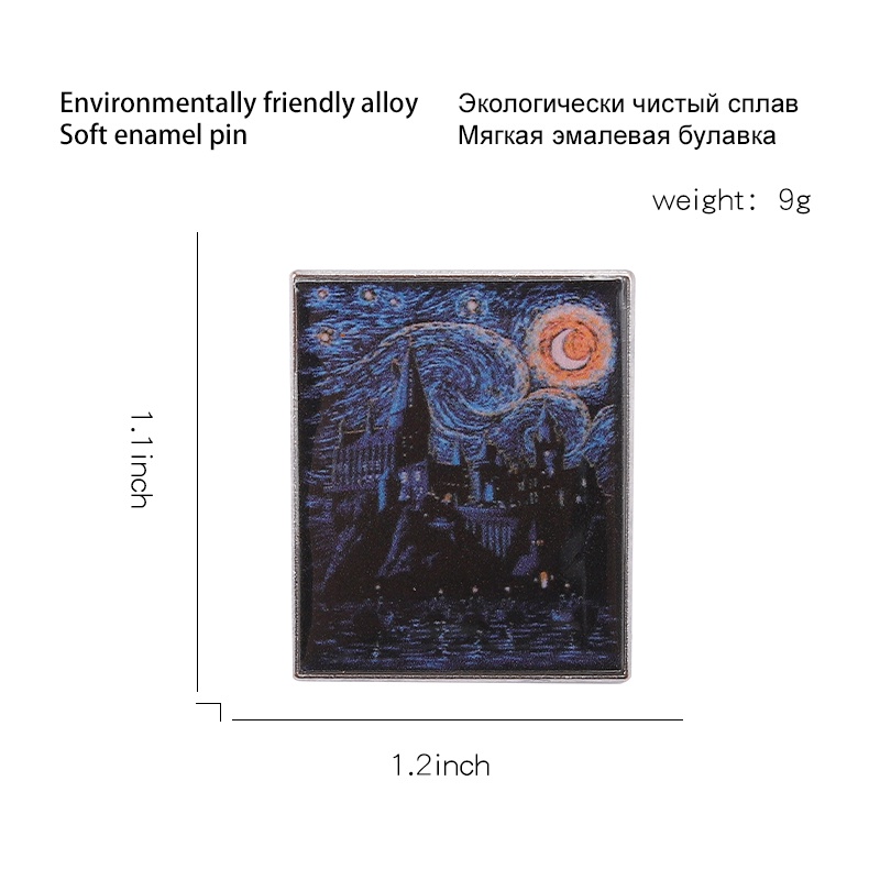 Ghim Cài Áo Hình Tranh Sơn Dầu Van Gogh Độc Đáo