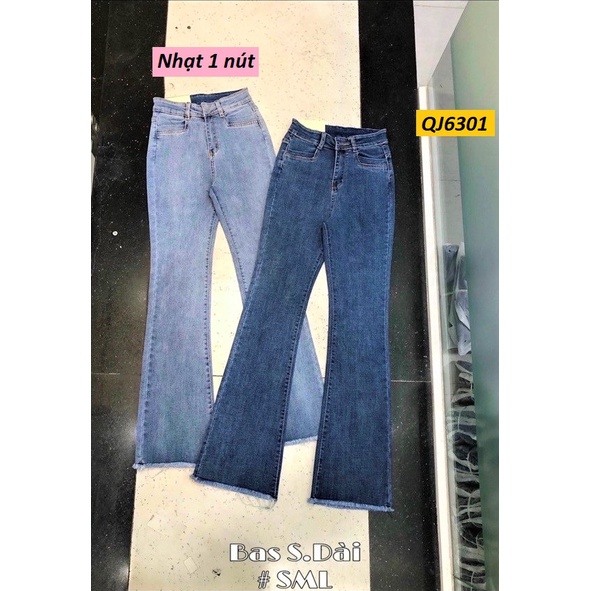 Quần jeans ống pass loe dài 2 khuy nút QJ6301