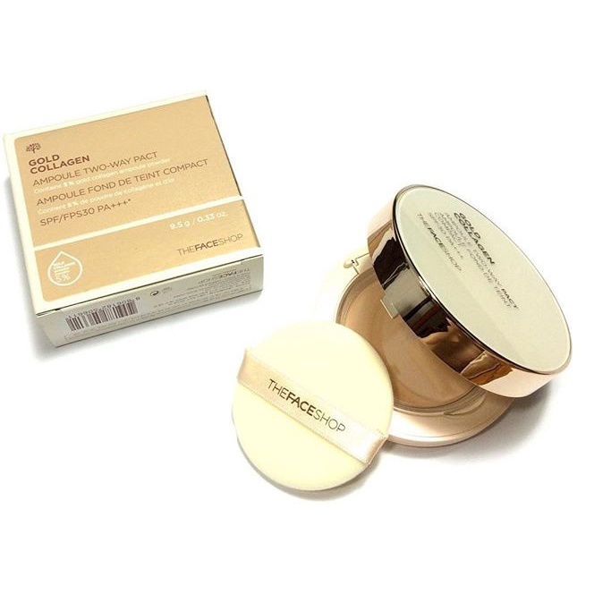 Phấn Phủ Nén The Face Shop Gold Collagen Ampoule Two-way Pact 9.5g